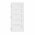 Codel Doors 36" x 80" x 1-3/8" Primed 5-Panel Equal Panel Interior Shaker 4-9/16" RH Prehung Door w/Black Hinges 3068pri8405RH1D4916